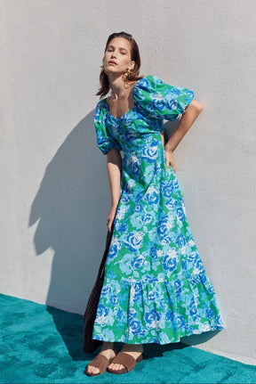 ENGLISH FACTORY - Floral Tie Back Puff Sleeve Maxi Dress - DRESSES available at Objectrare