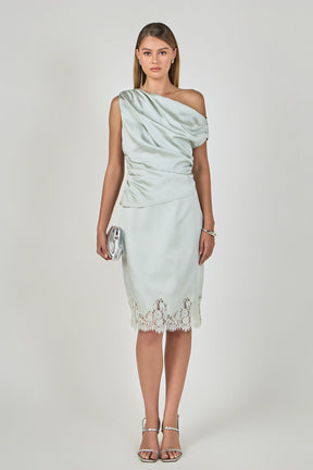 ENDLESS ROSE - Asymmetrical Off-The-Shoulder Satin Top - TOPS available at Objectrare