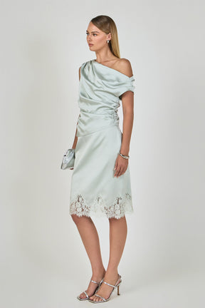 ENDLESS ROSE - Asymmetrical Off-The-Shoulder Satin Top - TOPS available at Objectrare