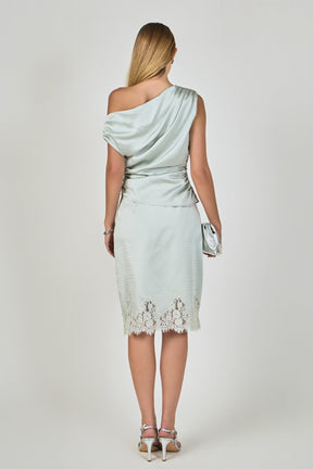 ENDLESS ROSE - Asymmetrical Off-The-Shoulder Satin Top - TOPS available at Objectrare