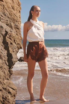 ENDLESS ROSE - Halter Neck Satin Top - TOPS available at Objectrare