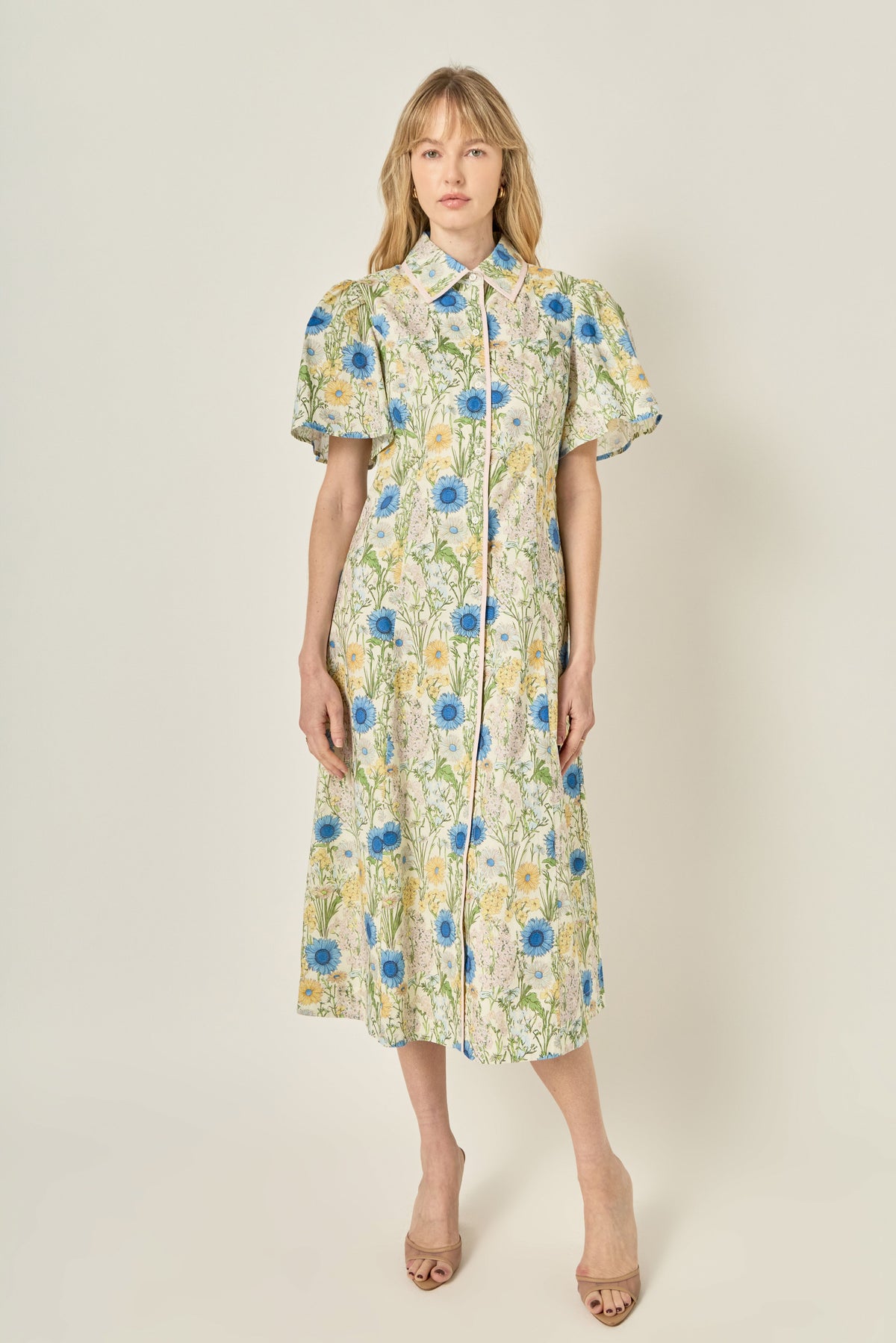 LA'VEN - Floral Print Binded Midi Dress - DRESSES available at Objectrare