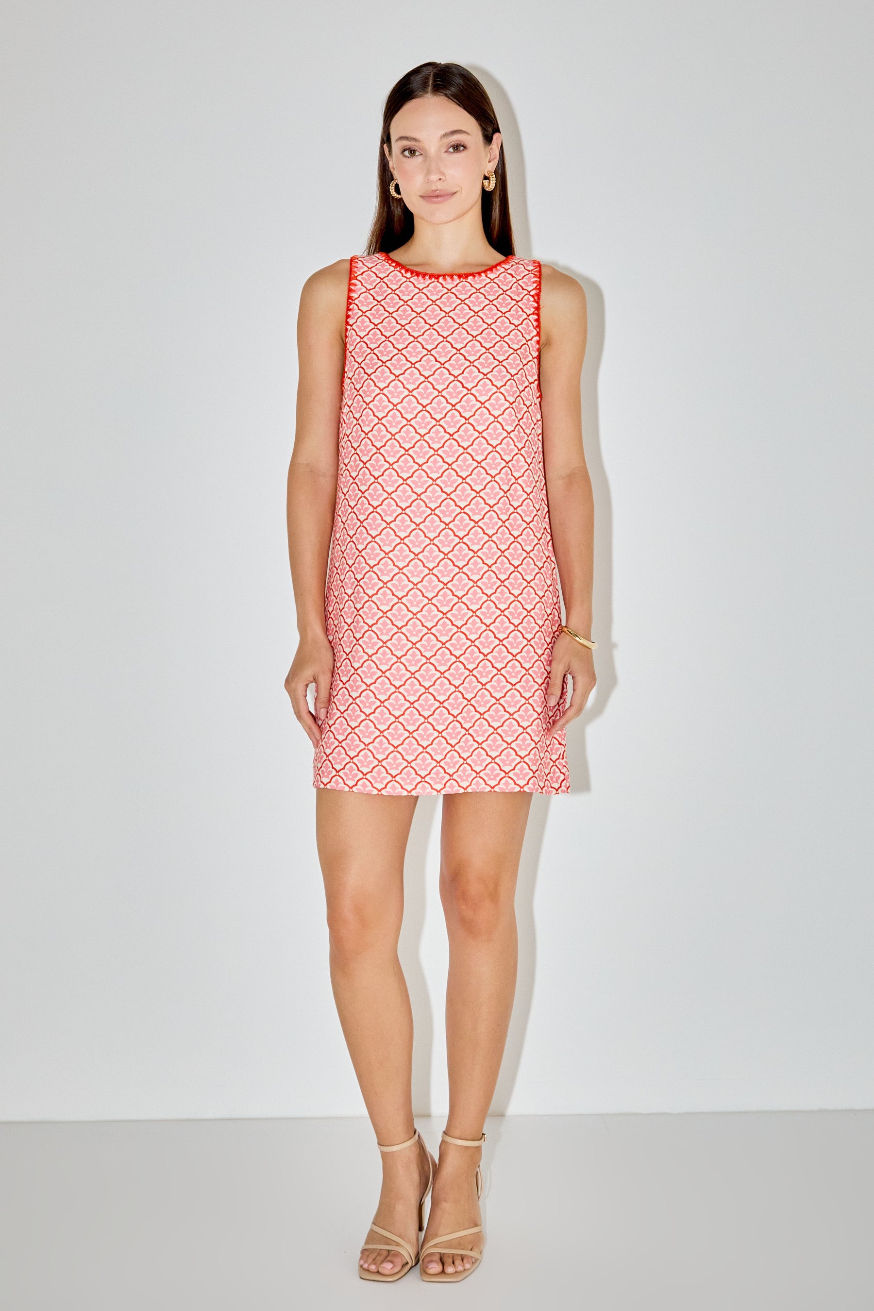 LA'VEN - Embroidered Mini Shift Dress - DRESSES available at Objectrare