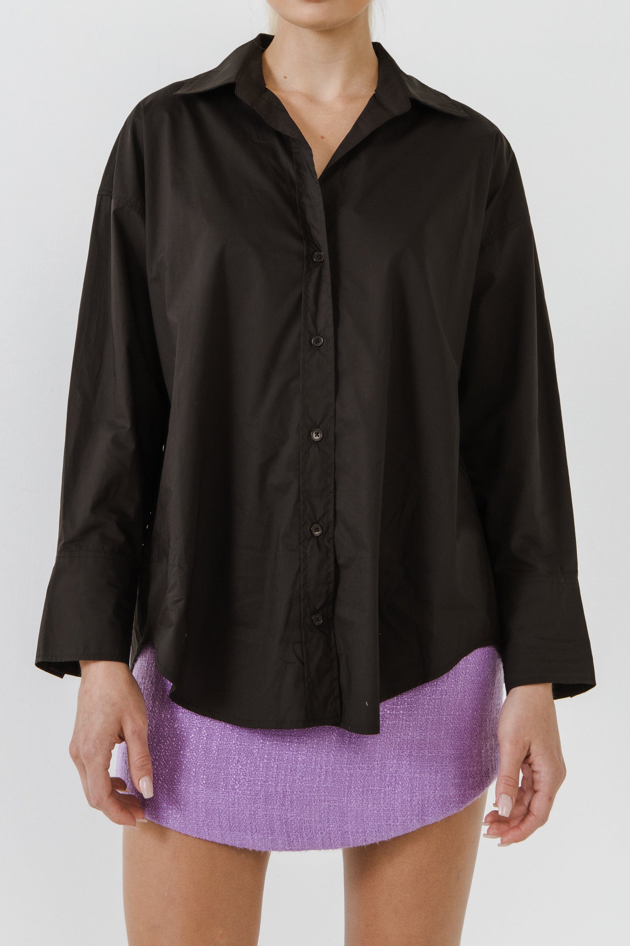 ENDLESS ROSE - Endless Rose - Drop Placket Collared Shirt - SHIRTS & BLOUSES available at Objectrare