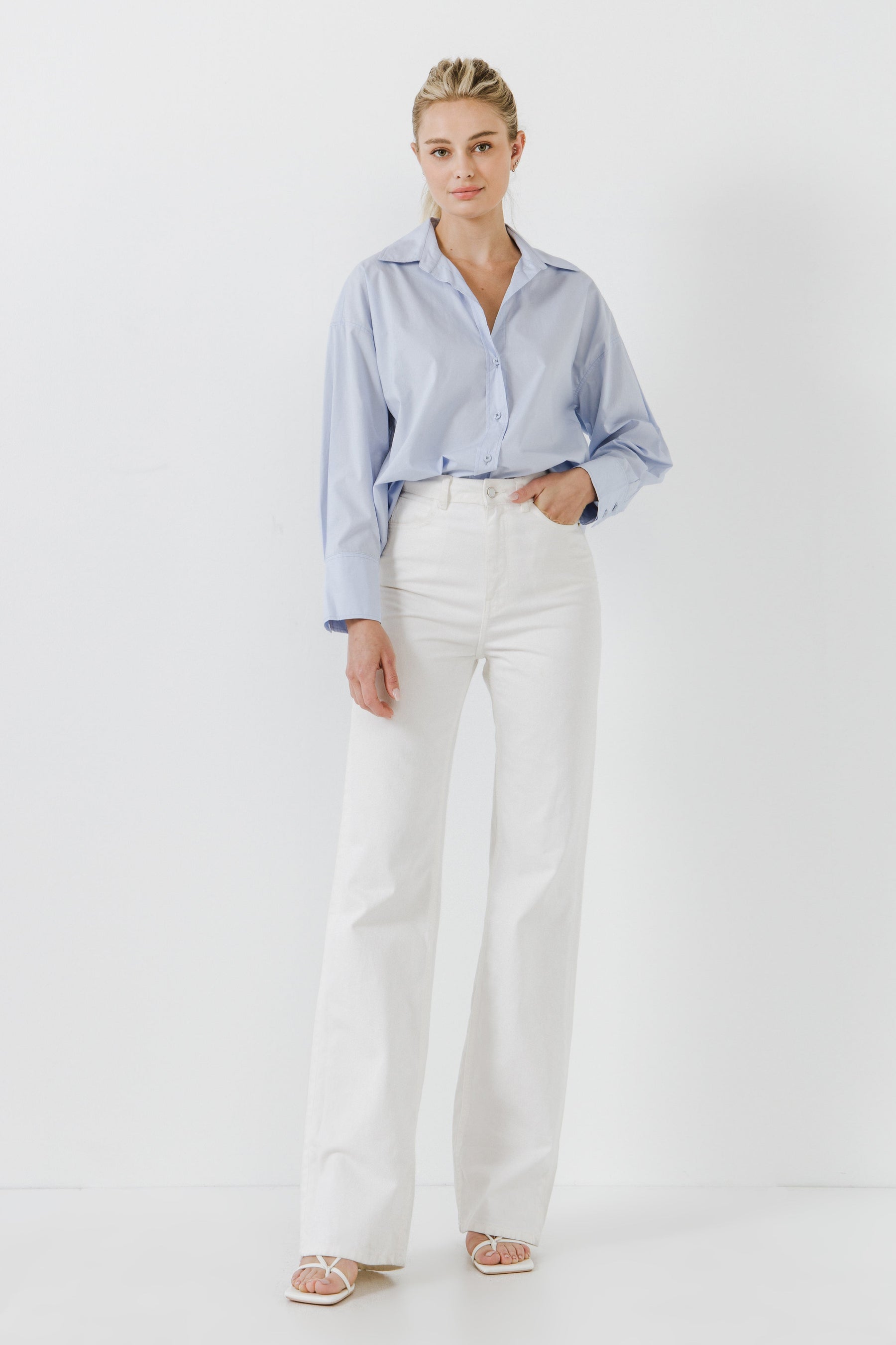 ENDLESS ROSE - Endless Rose - Drop Placket Collared Shirt - SHIRTS & BLOUSES available at Objectrare