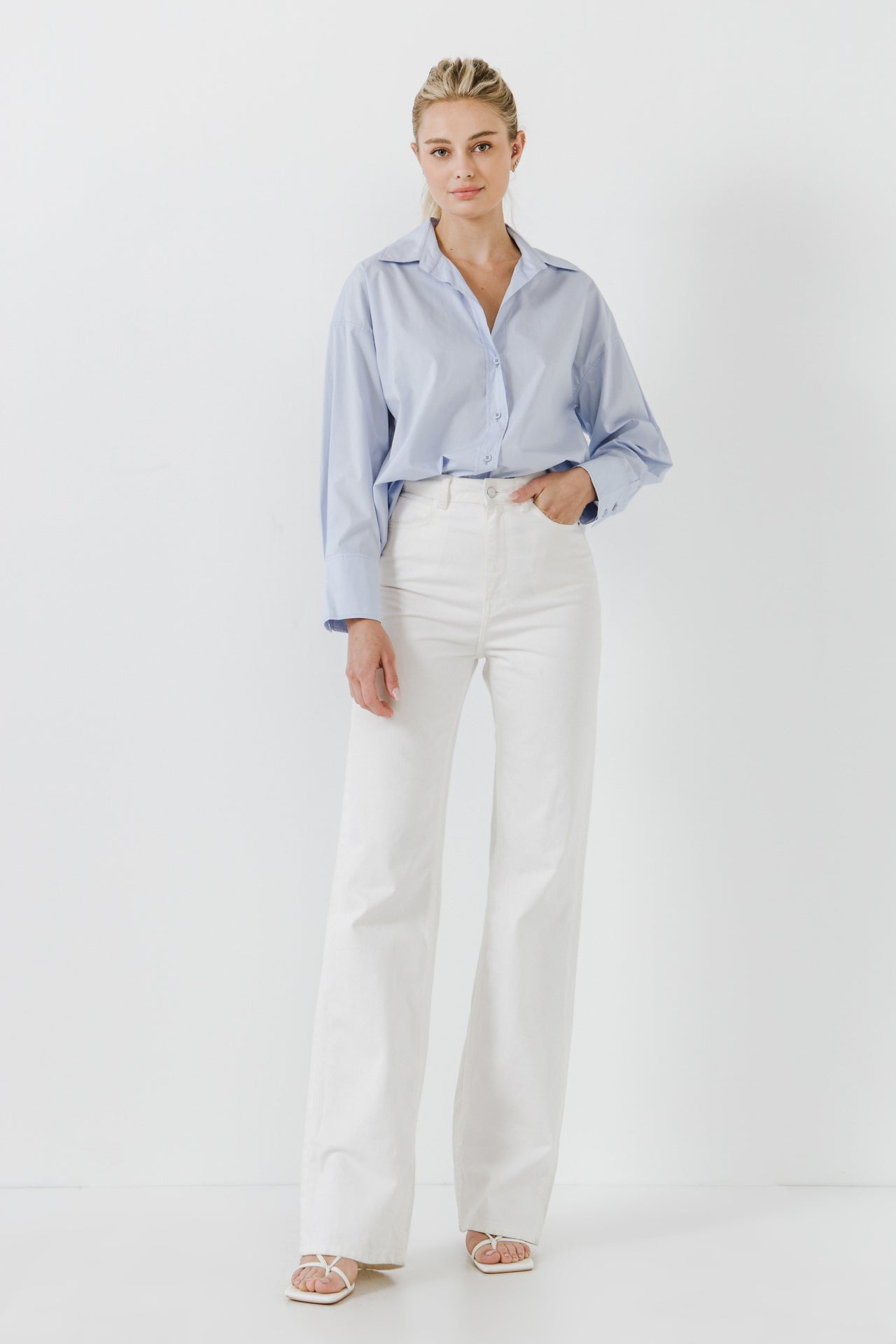 ENDLESS ROSE - Endless Rose - Drop Placket Collared Shirt - TOPS available at Objectrare