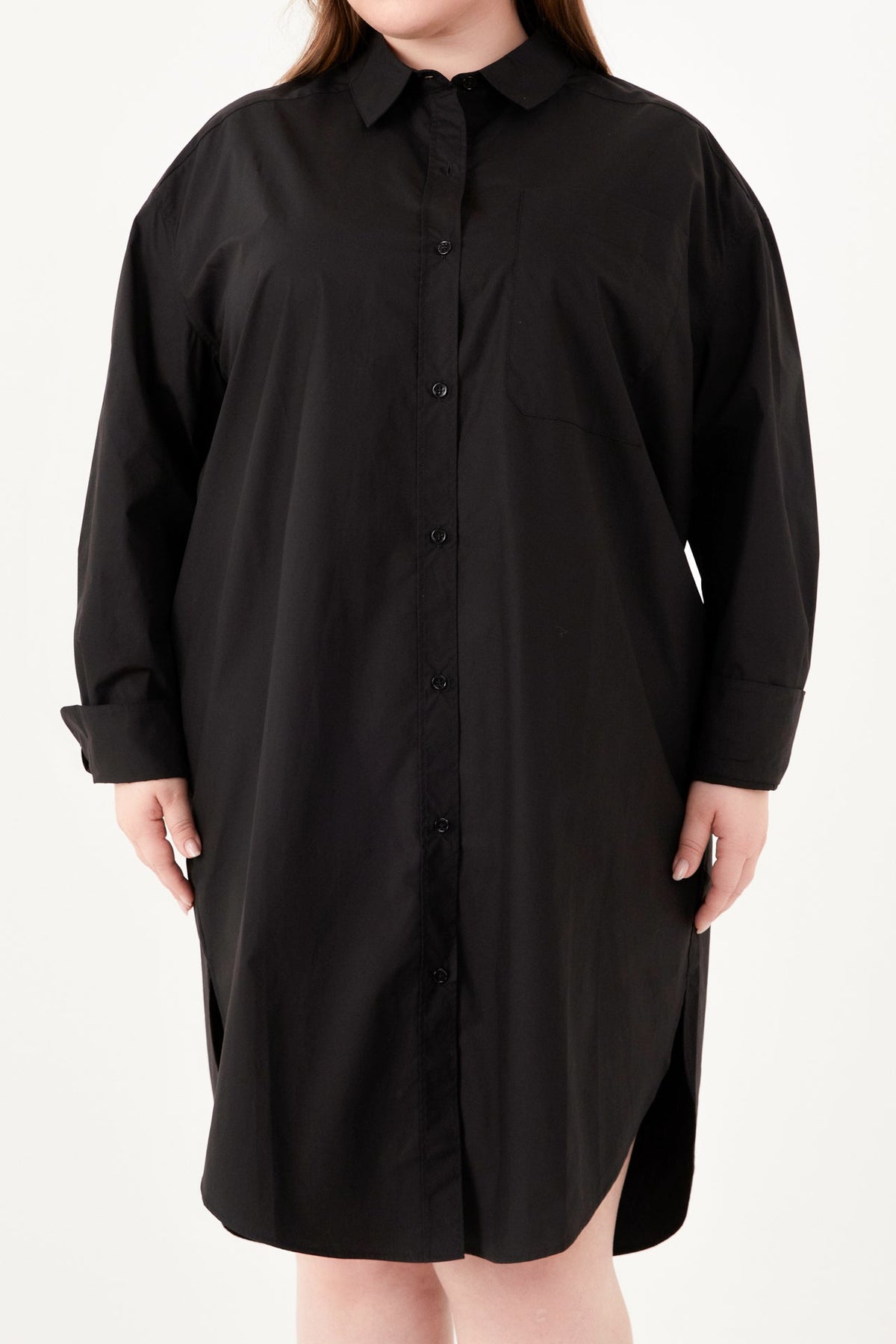 ENGLISH FACTORY - Plus Size Classic Collared Dress Shirt - DRESSES available at Objectrare