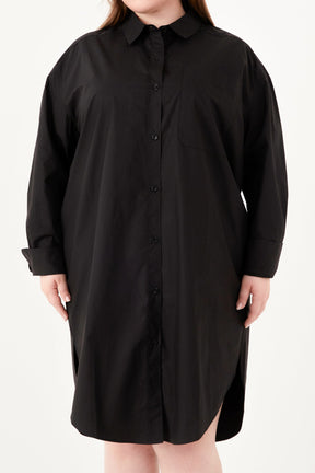 ENGLISH FACTORY - Plus Size Classic Collared Dress Shirt - DRESSES available at Objectrare