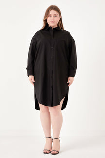 ENGLISH FACTORY - Plus Size Classic Collared Dress Shirt - DRESSES available at Objectrare