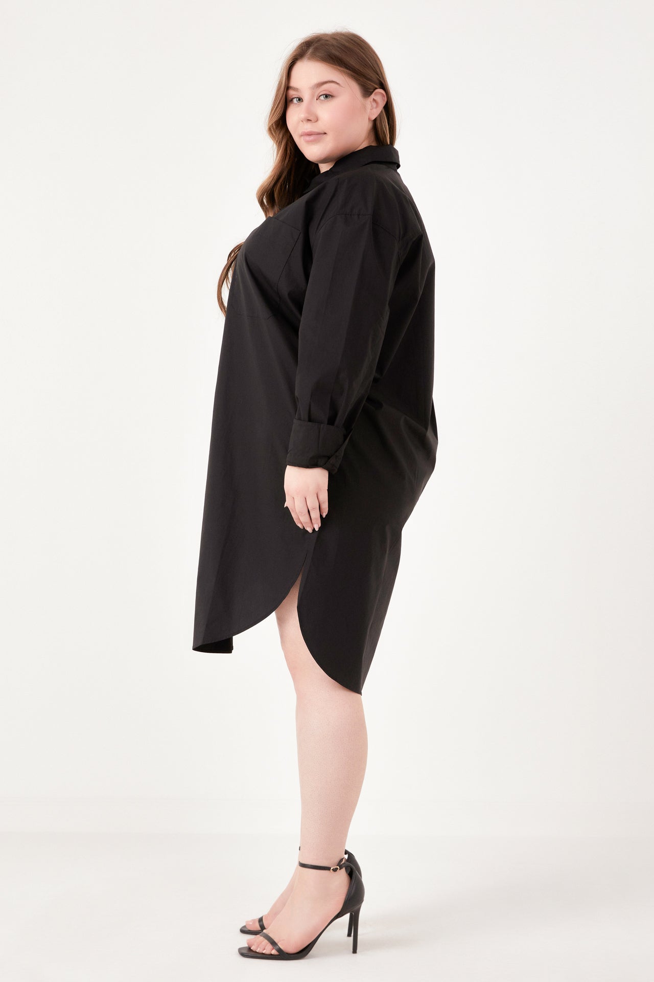 ENGLISH FACTORY - Plus Size Classic Collared Dress Shirt - DRESSES available at Objectrare