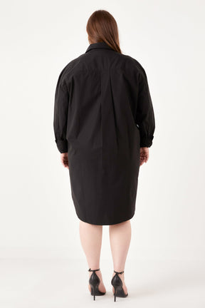 ENGLISH FACTORY - Plus Size Classic Collared Dress Shirt - DRESSES available at Objectrare