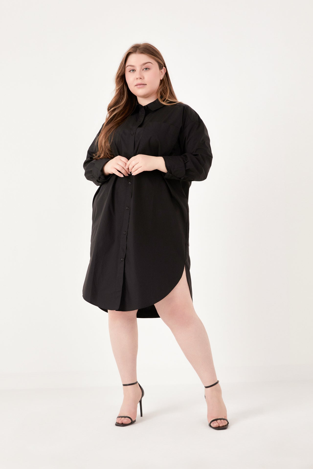 ENGLISH FACTORY - Plus Size Classic Collared Dress Shirt - DRESSES available at Objectrare