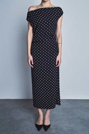 Asymmetrical Polka Dot Midi Dress