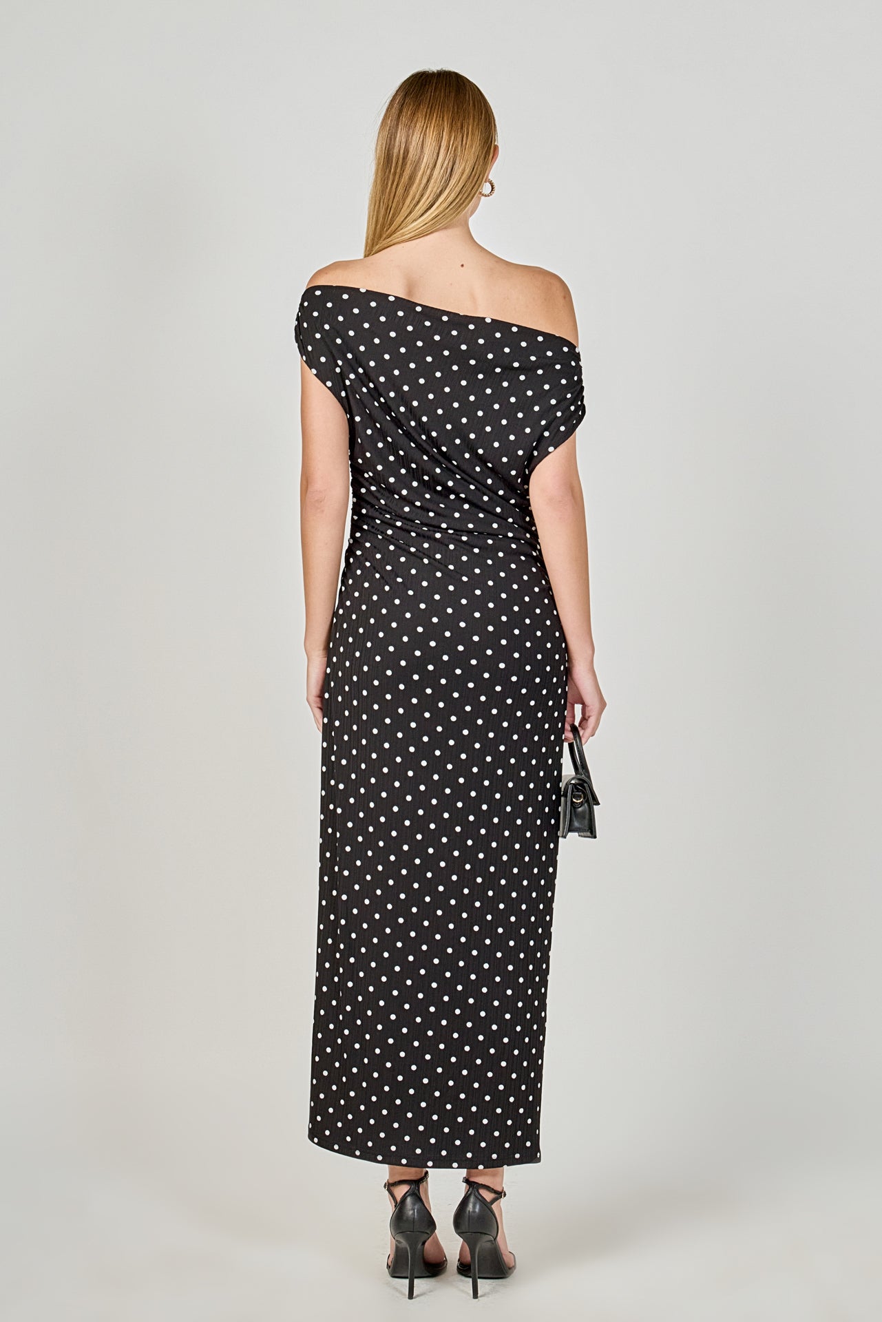 Asymmetrical Polka Dot Midi Dress