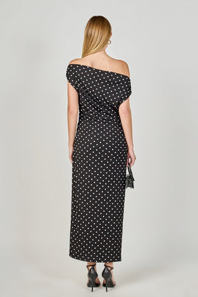 Asymmetrical Polka Dot Midi Dress