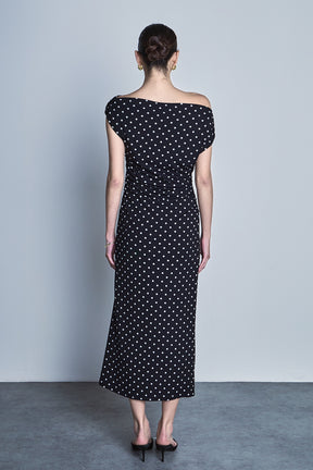 Asymmetrical Polka Dot Midi Dress