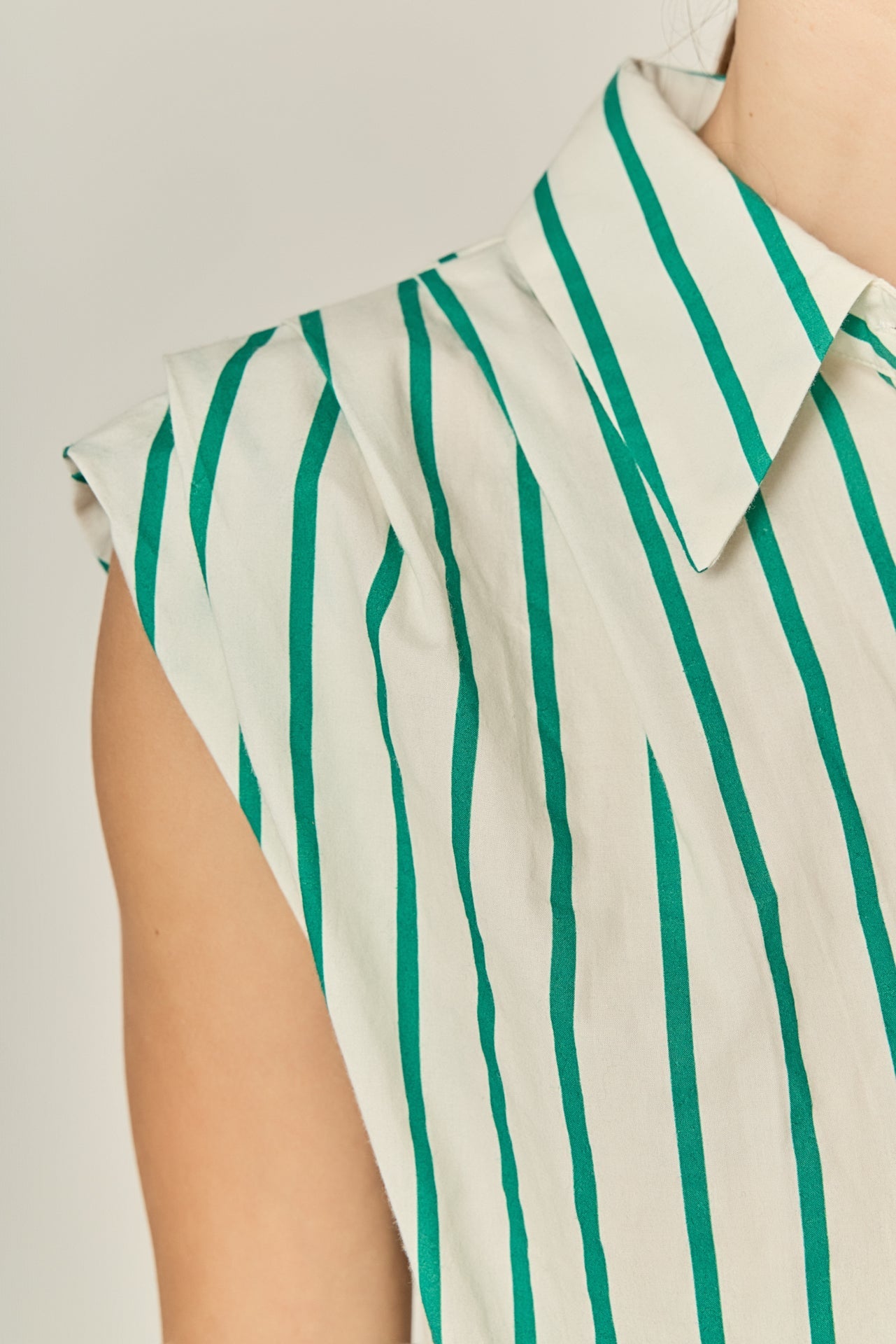 ENGLISH FACTORY - Emerald Stripe Pleated Shoulder Mini Dress - DRESSES available at Objectrare