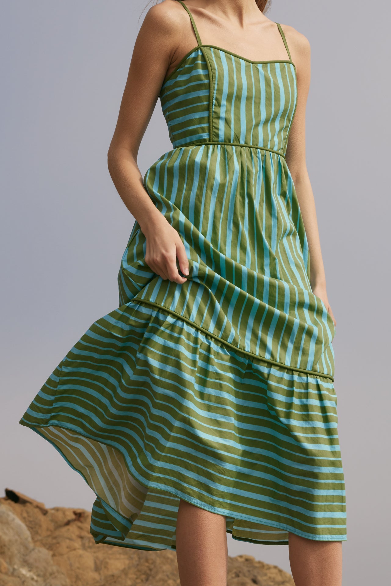 ENGLISH FACTORY - Stripe Poplin Midi Dress - DRESSES available at Objectrare