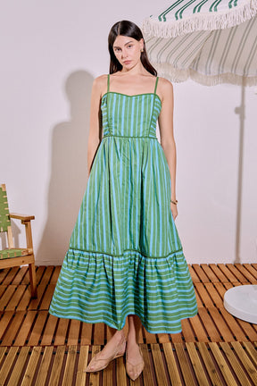 ENGLISH FACTORY - Stripe Poplin Midi Dress - DRESSES available at Objectrare
