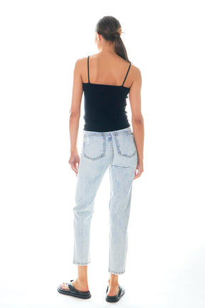 GREY LAB - High-Waisted Distressed Straight Leg Jeans - JEANS available at Objectrare