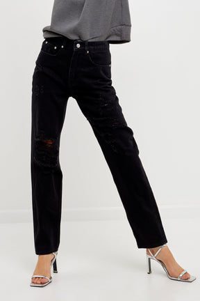 GREY LAB - Grey Lab - Distressed Straight Leg Jeans - JEANS available at Objectrare