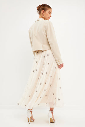 ENDLESS ROSE - Star Embroidered Tulle Full Maxi Skirt - SKIRTS available at Objectrare