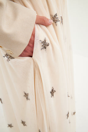 Star Embroidered Tulle Full Maxi Skirt