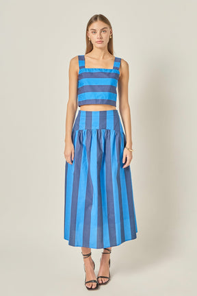 ENGLISH FACTORY - Bold Stripe Midi Skirt - SKIRTS available at Objectrare