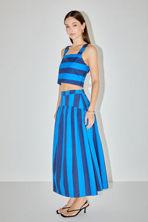 ENGLISH FACTORY - Bold Stripe Midi Skirt - SKIRTS available at Objectrare
