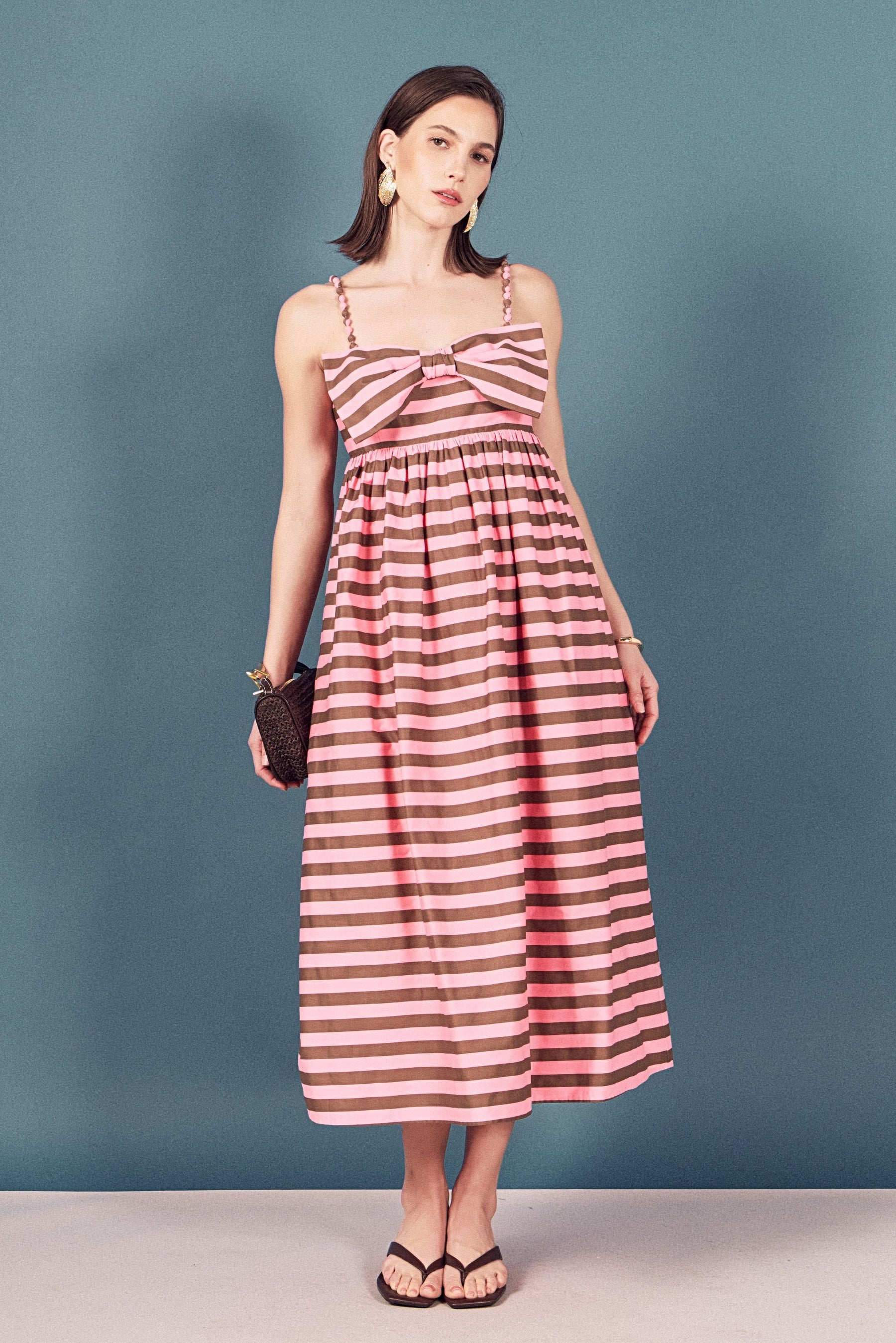 ENGLISH FACTORY - Striped Midi Dress - DRESSES available at Objectrare