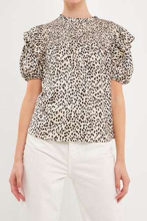 ENDLESS ROSE - Leopard Ruffle Blouse - TOPS available at Objectrare