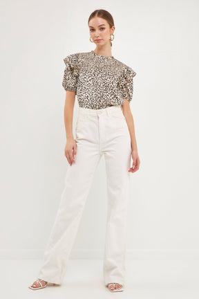 ENDLESS ROSE - Leopard Ruffle Blouse - TOPS available at Objectrare