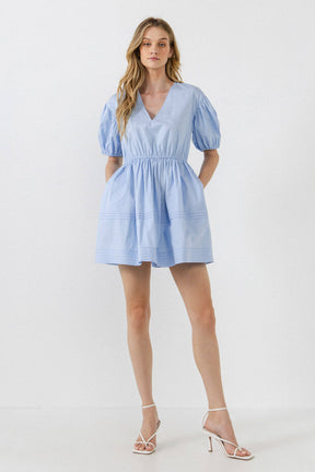 ENGLISH FACTORY - Blouson Pleated Puff Sleeve Dress - DRESSES available at Objectrare