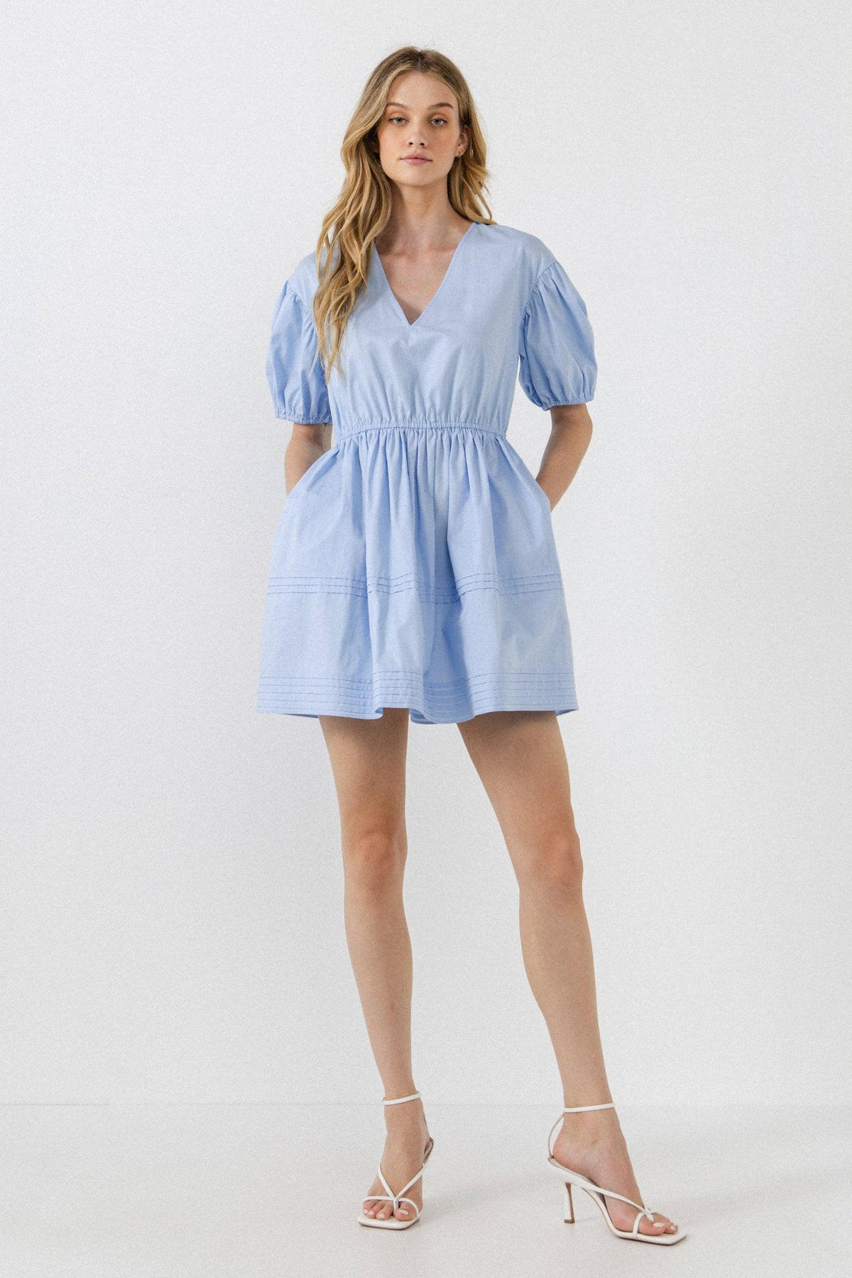 ENGLISH FACTORY - Blouson Pleated Puff Sleeve Dress - DRESSES available at Objectrare