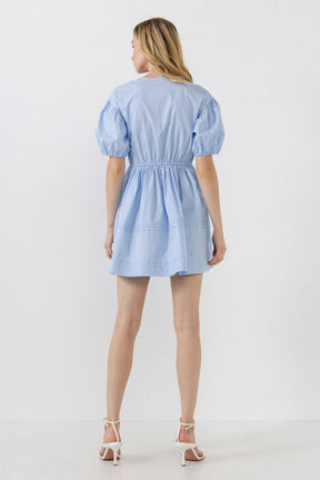 ENGLISH FACTORY - Blouson Pleated Puff Sleeve Dress - DRESSES available at Objectrare