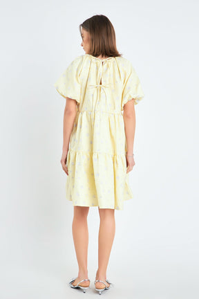 Floral Jacquard Tiered Midi High Low Dress