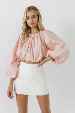ENGLISH FACTORY - Cropped Blouson Long Sleeve Top - TOPS available at Objectrare