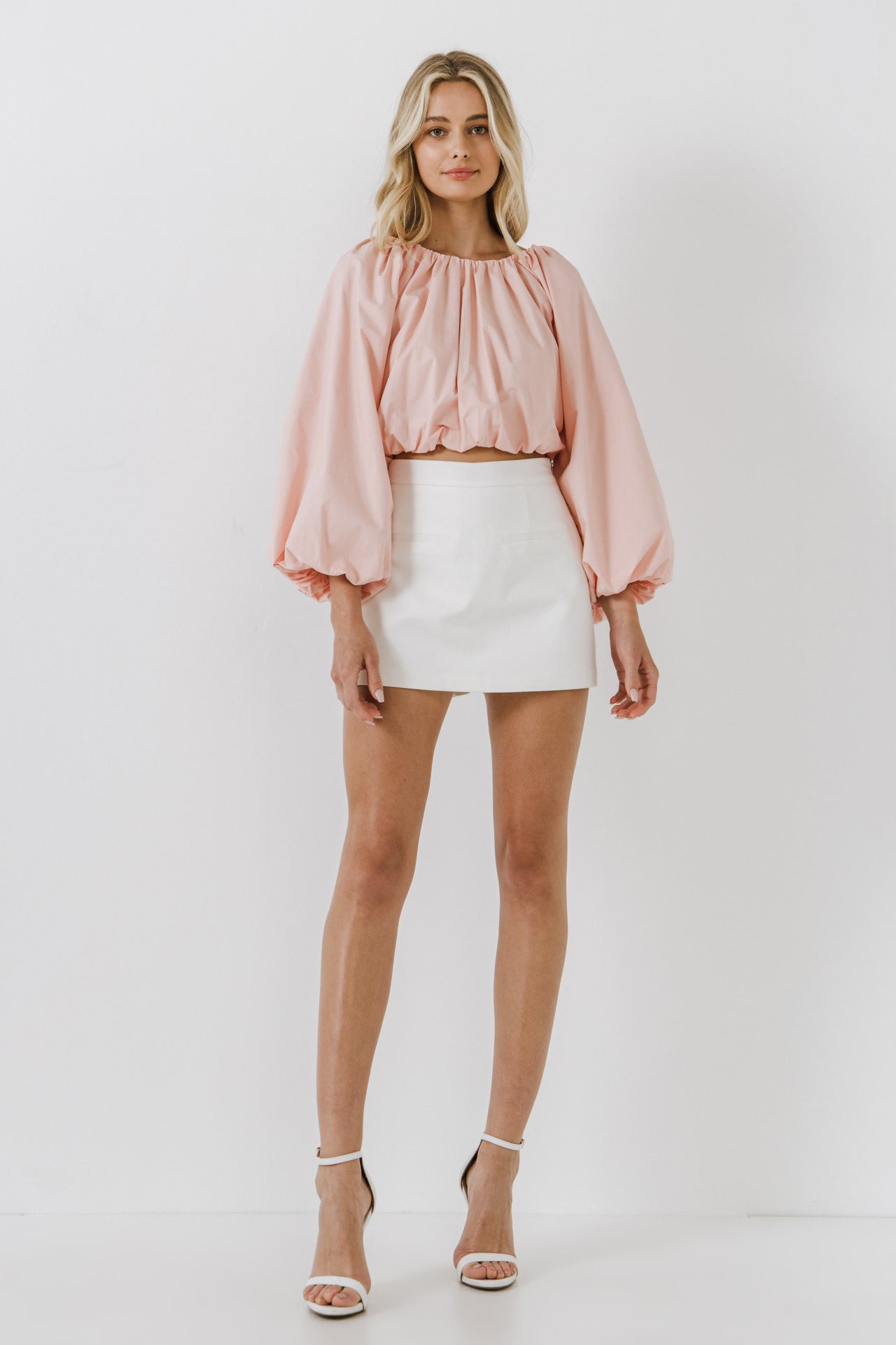 ENGLISH FACTORY - Cropped Blouson Long Sleeve Top - TOPS available at Objectrare