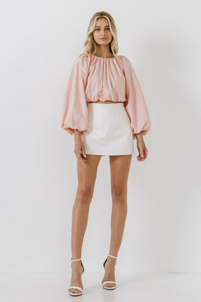 ENGLISH FACTORY - Cropped Blouson Long Sleeve Top - TOPS available at Objectrare