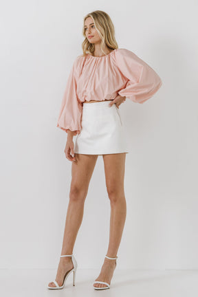 ENGLISH FACTORY - Cropped Blouson Long Sleeve Top - TOPS available at Objectrare