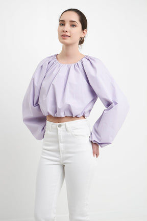 ENGLISH FACTORY - Cropped Blouson Long Sleeve Top - TOPS available at Objectrare