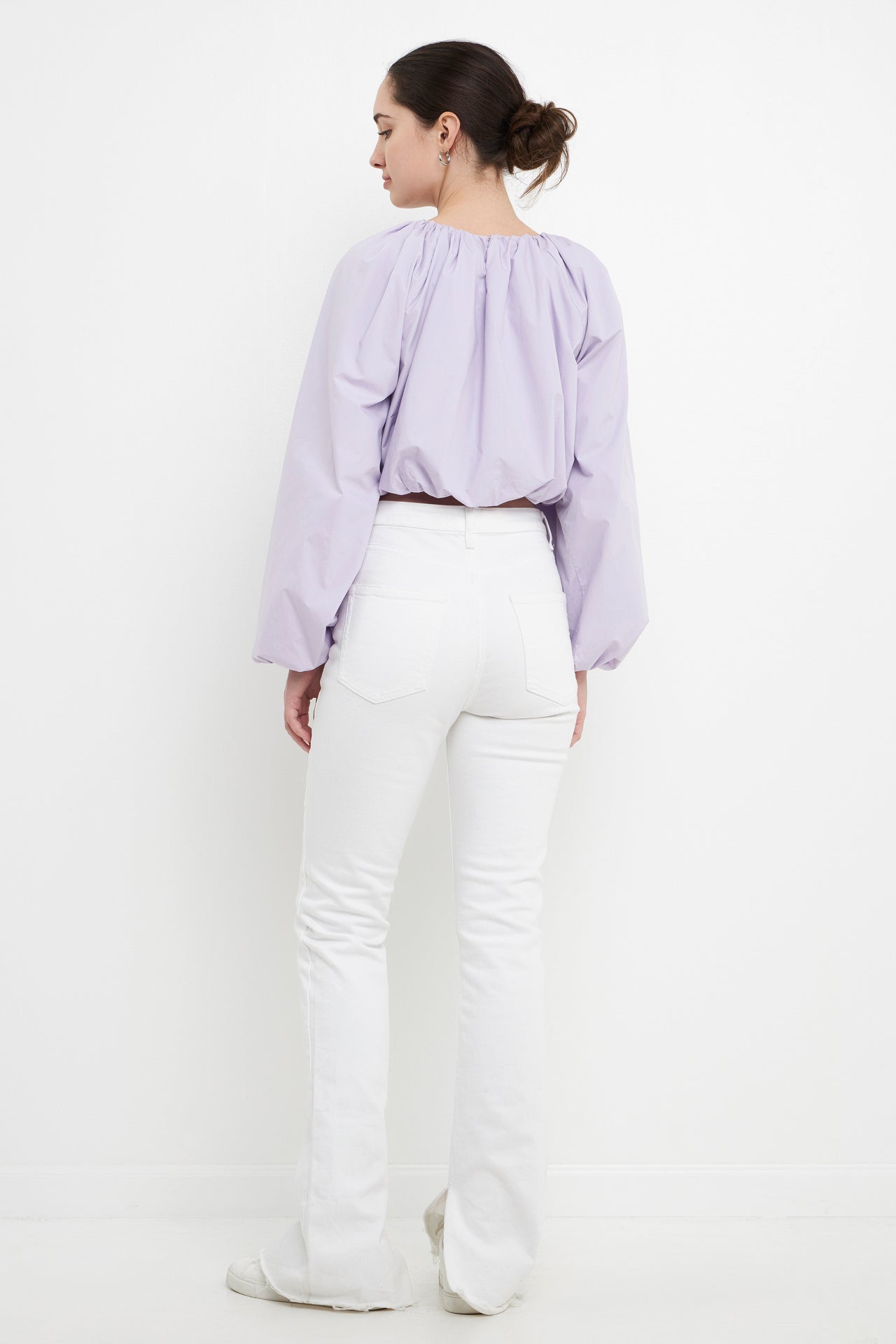 ENGLISH FACTORY - Cropped Blouson Long Sleeve Top - TOPS available at Objectrare