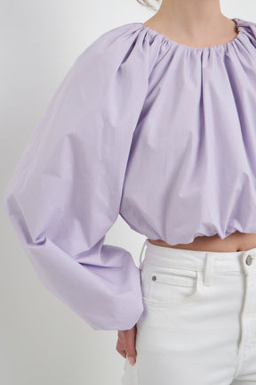 ENGLISH FACTORY - Cropped Blouson Long Sleeve Top - TOPS available at Objectrare