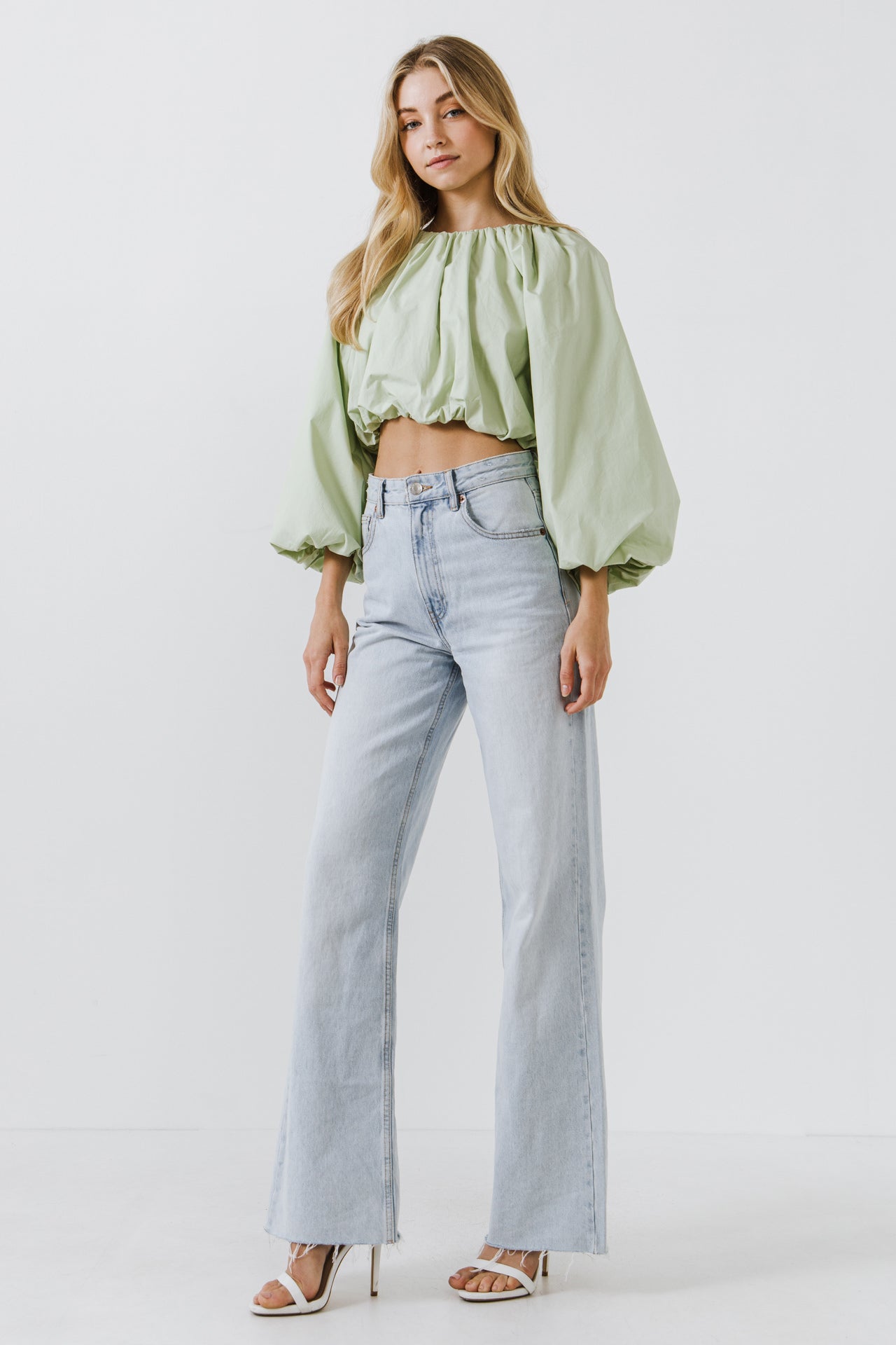 ENGLISH FACTORY - Cropped Blouson Long Sleeve Top - TOPS available at Objectrare