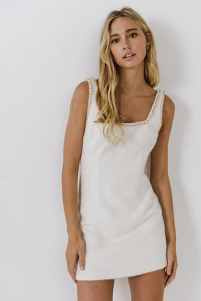 ENDLESS ROSE - Chain Trimmed Square Neckline Mini Dress - DRESSES available at Objectrare