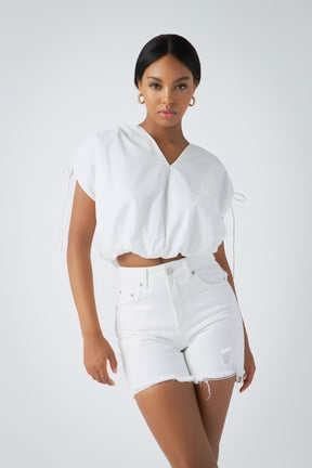 ENDLESS ROSE - Shoulder Ruched Blouson Top - TOPS available at Objectrare