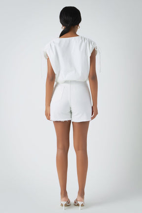 ENDLESS ROSE - Shoulder Ruched Blouson Top - TOPS available at Objectrare