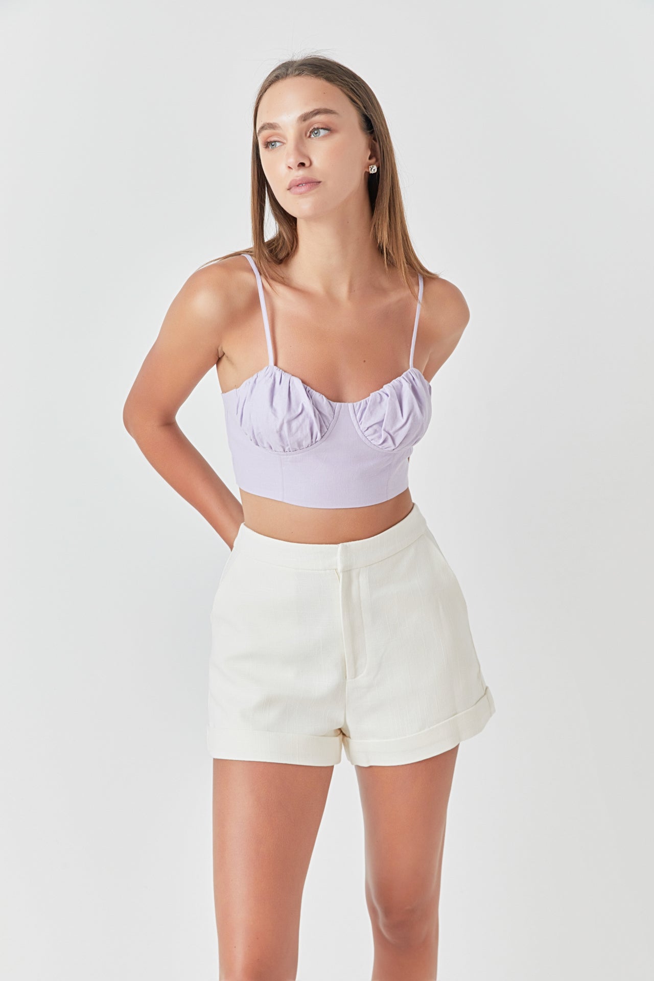 ENDLESS ROSE - Corset Ruched Linen Top - TOPS available at Objectrare