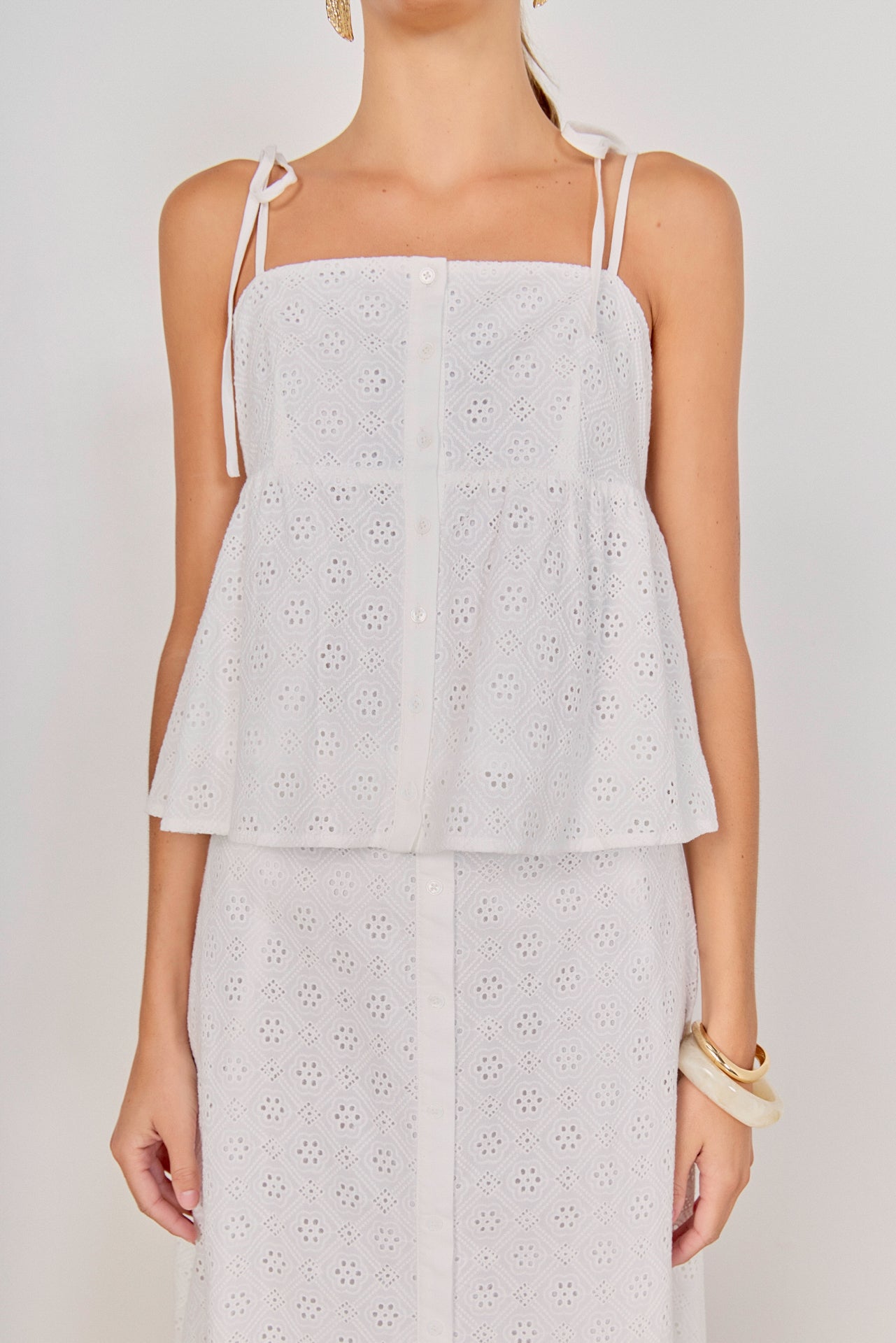 LA'VEN - Eyelet Buttoned Top - TOPS available at Objectrare
