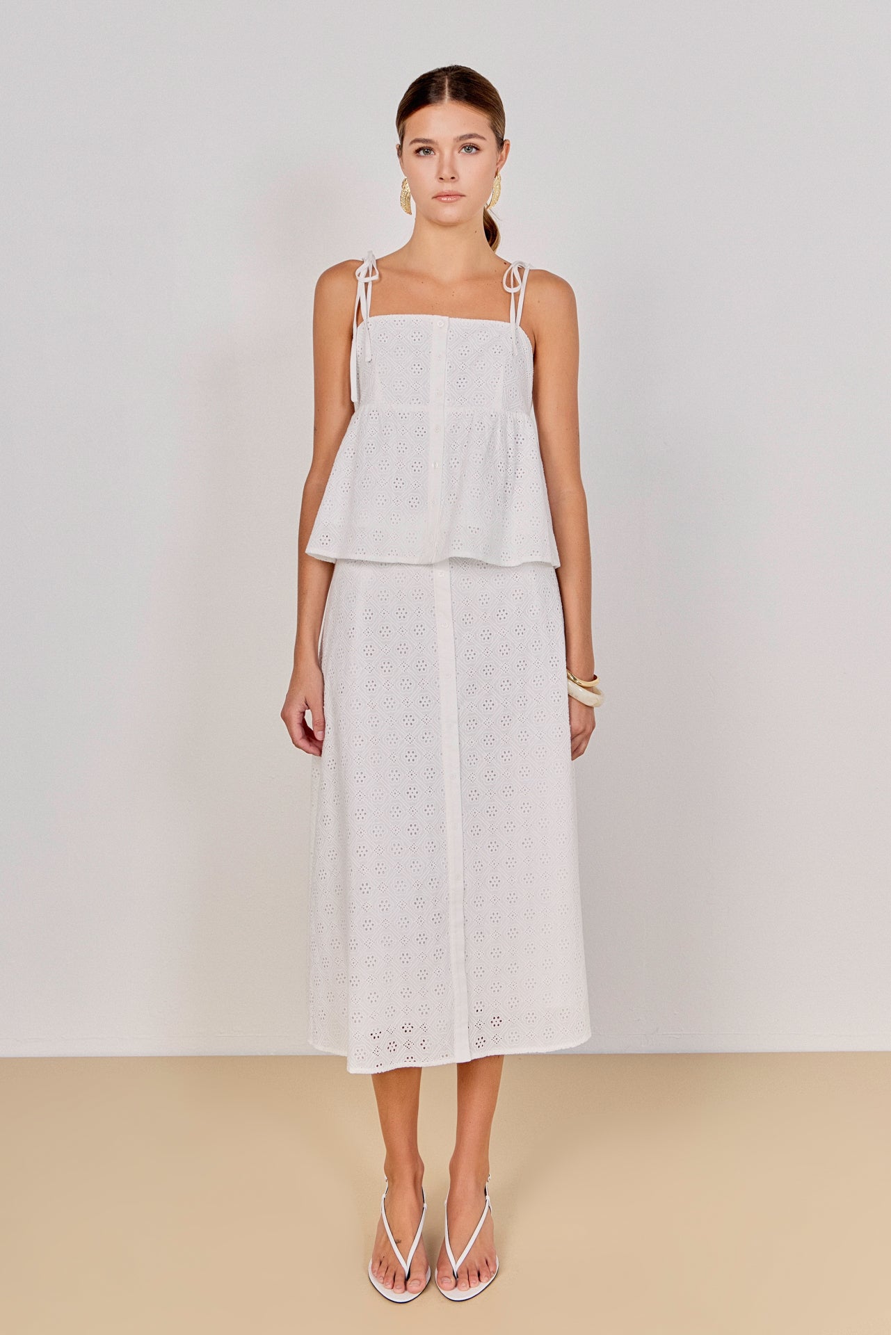 Eyelet Midi Skirt